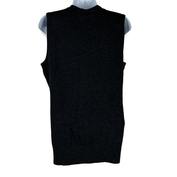 Cabi Argyle Print Black Wool Sleeveless Sweater Vest Size Small 100% Lambswool - Picture 2 of 4